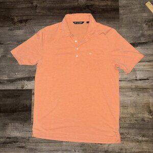 Travis Mathew Polo Shirt Mens Medium Peach Porter Valley County Club Pocket
